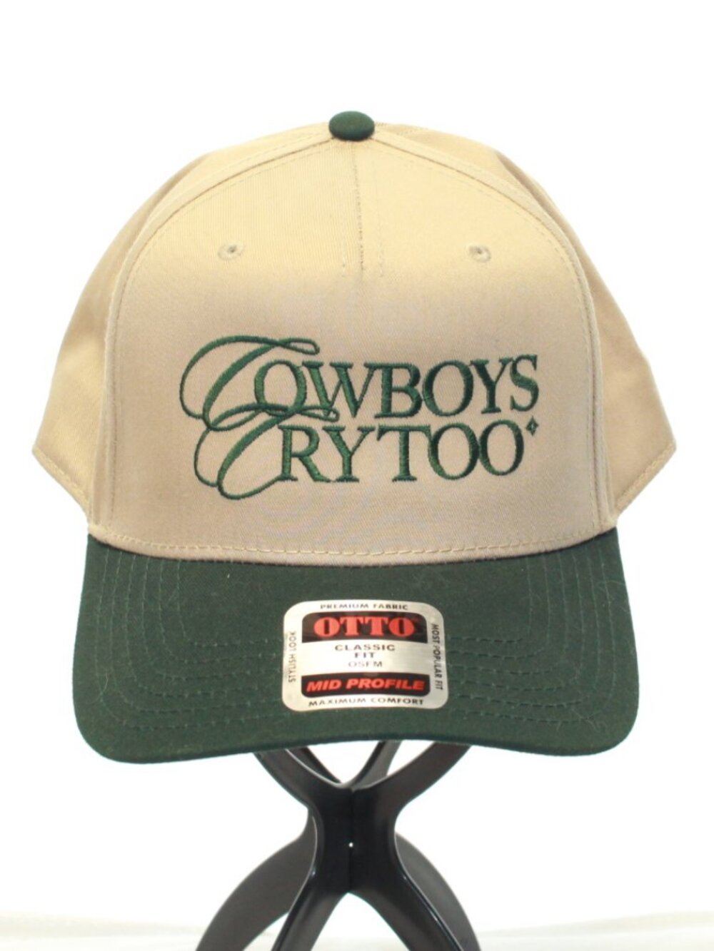 Otto "Cowboys Cry Too" Cream and Green Adjustable Snapback Hat